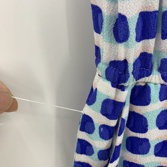 Kate Spade Shorts Romper Blue Seaside Stamp Sleeveless Belted Zip Up Medium - Picture 7 of 12